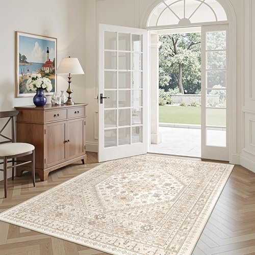 Restydon Waschbarer Teppich für Eingangsbereich, Küchenteppich, rutschfest, für Esszimmer, Vintage-Blumenmuster, weicher Wohnzimmerteppich, dünner Teppich, für den Innenbereich für Schlafzimmer Restydon Waschbarer Teppich für Eingangsbereich, Küchenteppich, rutschfest, für Esszimmer, Vintage-Blumenmuster, weicher Wohnzimmerteppich, dünner Teppich, für den Innenbereich für Schlafzimmer von Restydon