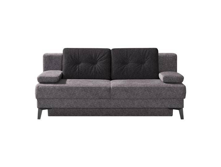 Restyl Fanny Querschläfer mit Bettkasten zweifarbig in Stoff grau mit Rückenkissen in anthrazit Füße und Hubbeschlag sowie Schonerdecke wählbar von Restyl