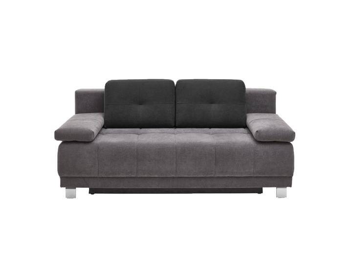 Restyl Lilo Querschläfer mit Bettkasten in Flachgewebe grau mit Rückenkissen anthrazit zweifarbig mit Boxspringpolsterung Füße wählbar von Restyl