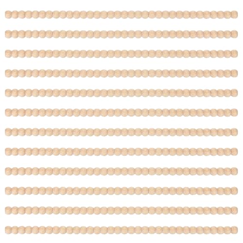 12 Stück dekorative Halbperlenleisten aus Holz, 190 cm, unlackiert, 3D-Holzleiste für Schrank, Zuhause, Wand, Möbel, Regal, Fenster, DIY (14 mm) von Retainbre