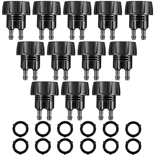 Retisee 12 Stück 1/4 Zoll Tropfbewässerungsschlauchverbinder auf 3/4 Zoll Garten Wasserhahn Adapter Tropfbewässerungssystem konvertieren 3/4 auf 1/4 Tropfschlaucharmaturen mit 12 Unterlegscheiben für von Retisee