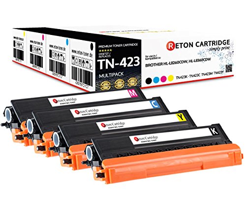 4 Original Reton Toner | 30% höhere Druckleistung | kompatibel zu TN-423 für Brother DCP-L8410CDW, HL-L8260CDW, HL-L8360CDW, MFC-L8690CDW, MFC-L8900CDW | Geprüft nach ISO-Norm 19798| von RETON CARTRIDGE