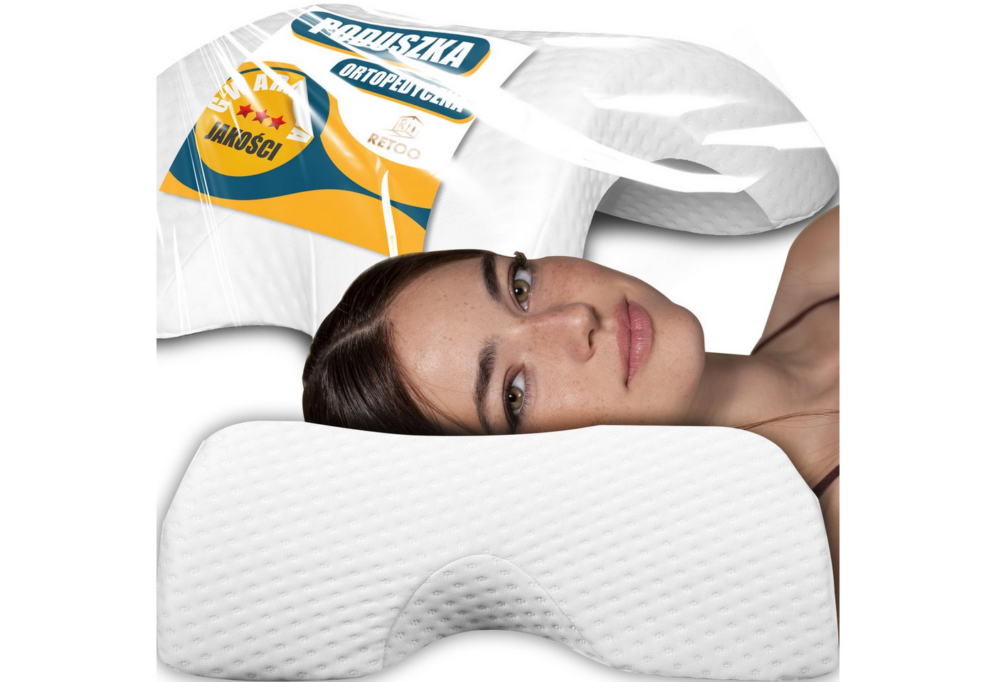 Kopfkissen Orthopädisches Nackenkissen Memory Foam Kissen Kopfkissen, Retoo, Kopfkissen, Unterricht in Deutsch, Originalverpackung., Flexibilität, Außergewöhnliche Hygiene, Haltbarkeit, Vielseitig von Retoo