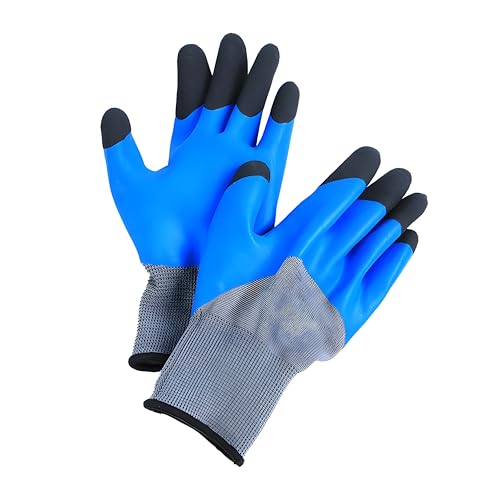 Retoo 1 Paar Arbeitshandschuhe, Größe 10, aus Polyester mit Geschäumte Latexbeschichtung, Handschuhe aus wasserdichtes und flexibles Material, Handschuche mit Zusätzliche Verstärkung von Retoo