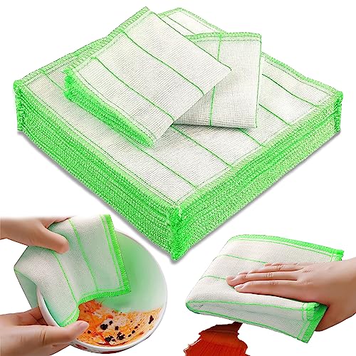 Retoo 10er Set Geschirrtücher Baumwolle 32x32 cm Küchentücher Küchenhandtücher Spüllappen Putzlappen Gastronomiequalität Fusselfrei Saugstark Kariert Grun-Weiß von Retoo