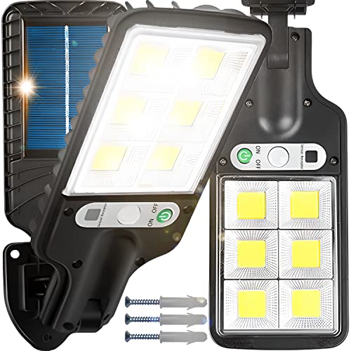 Retoo Solarlampen für Außen, 120 LED Lampe Outdoor, Superhelle Wandleuchte, Aussenlampe, Bewegungsmelder, Sensor Dämmerung, IP67 Wasserdichte, Beleuchtungswinkel 120°, für Garten, Patio, Balkon von Retoo