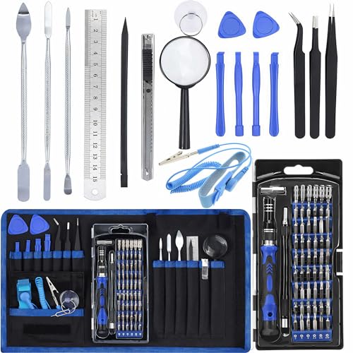 Retoo 75-teilig Schraubendreher Set Magnetische Spitzen Reparatur-Set für PC Uhr Laptop Brille Modellbau Smartphone Tablet Kamera Schmuck Etui von Retoo