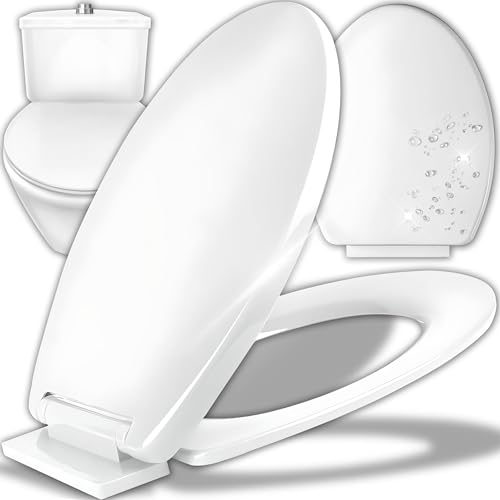 Retoo Toilettendeckel Antibakteriell Oval mit Absenkautomatik Klodeckel Klobrille WC Sitz Toilettensitz einfache Montage & Reinigung Deckel Premium Toilet Seat Quick-Release-Funktion Weiß von Retoo