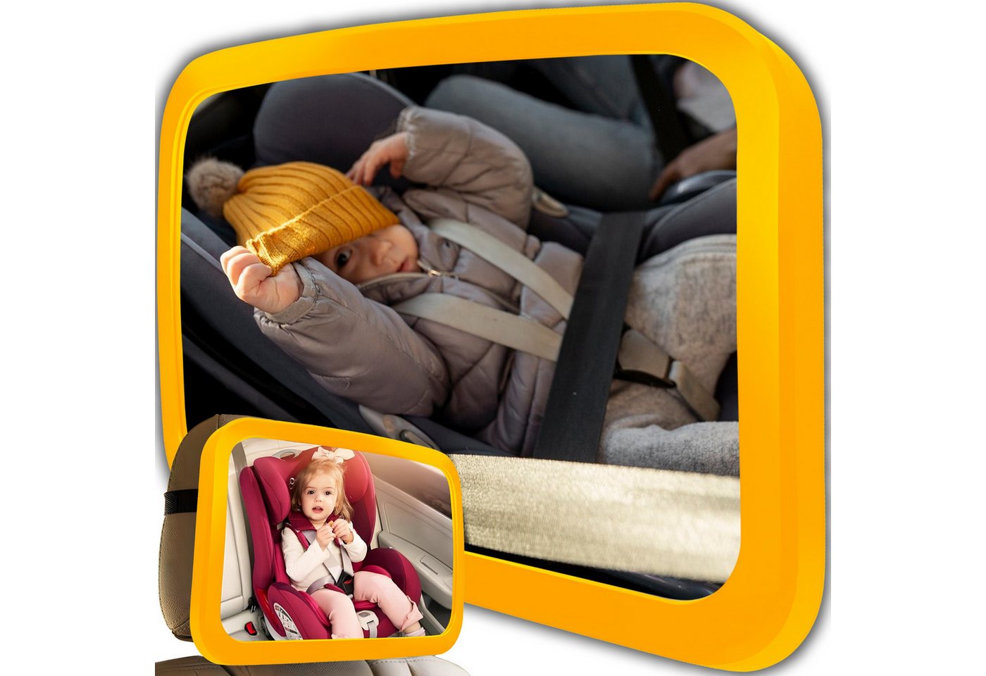Retoo Babyspiegel Auto Rücksitzspiegel Babys Rückspiegel Baby Kinderbeobachtung (Set), 360 °, Absolut bruchsicher, Ein konvexer Spiegel, Einfache Montage von Retoo