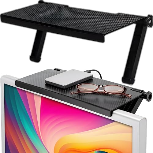 Retoo Bildschirm Oberes Regal TV Top Regal 33x16 cm Wandregal TV-Regal Wandboard Schweberegale Freischwebend Büroregal Board für Deko Bilderrahmen Bücher Bilder Wohnzimmer Schlafzimmer Schwarz von Retoo