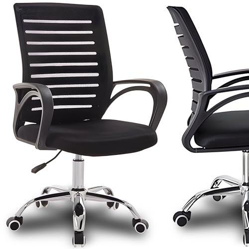 Retoo Bürostuhl Bürodrehstuhl Ergonomischer mit Netzbespannung und hoher Rückenlehne bis zu 120kg Drehstuhl Schreibtischstuhl Chefsessel Computerstuhl Computer-Tischstuhl Schwarz (96cm) von Retoo