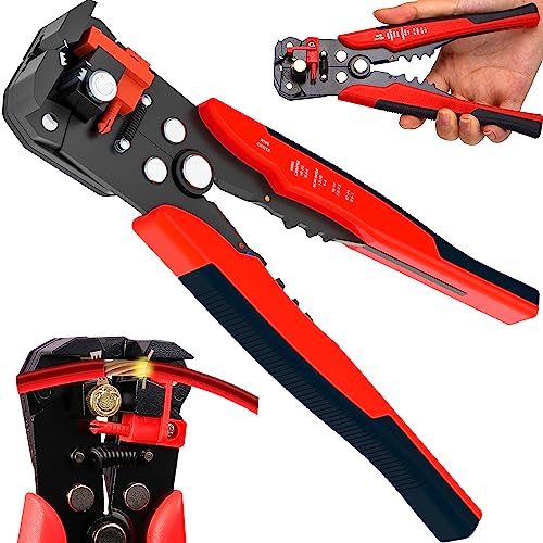 Retoo Crimpzange fur isolierte Kabelschuhe,Crimping pliers, Kabelschuhzange mit Ratschenfunktion, Krimperzange Kabelschuhe, Aderendhülsenzange Sechskant, Presszange, Aderendhülsen, 0,2-6mm², Rot von Retoo