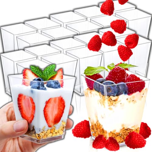 Retoo Desserttassen Set 20 Stück 160ml, Dessertbecher Klare Dessertschalen, Wiederverwendbar Quadratischer Desserttassen, Trapezoid Becher für Zuhause Desserts, Pudding, Mousse, Eis, Party Retoo Desserttassen Set 20 Stück 160ml, Dessertbecher Klare Dessertschalen, Wiederverwendbar Quadratischer Desserttassen, Trapezoid Becher für Zuhause Desserts, Pudding, Mousse, Eis, Party von Retoo