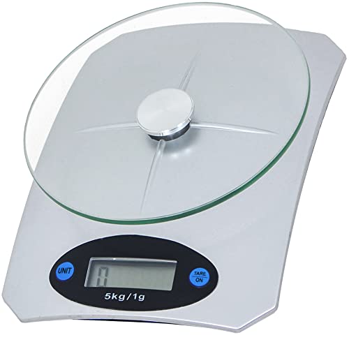 Retoo Digitale Küchenwaage bis zu 5 kg Tragkraft mit leicht ablesbarer LCD-Anzeige, Digitalwaage mit Zuwiegefunktion, Haushaltswaage mit Tara, Feinwaage, Grammwaage, Essenswaage, Silber von Retoo