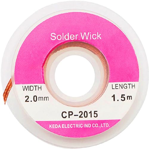 Retoo Entlötlitze 2mm 1,5 M mit Feingeflecht, Löten Docht, Lotsauglitze, Entlöten Braid Draht, Entlötgeflecht, Reinkupfer Entlötdraht, Lötzinn Entferner, Solder zur Entfernung Löt und Entlötgeräte von Retoo