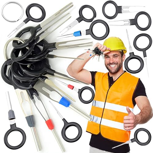 Retoo Entriegelungswerkzeug KFZ Stecker, Auspinwerkzeug, 11 Stk Terminal Removal Tool Kit, Wire Connector Pin Extractor, Steckverbindung Demontage, Werkzeug Pin Auszieher, Kabel Stecker Ausbau von Retoo