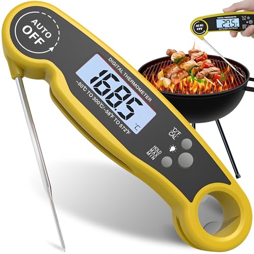 Retoo Fleischthermometer Grillthermometer Bratenthermometer Küchenther-mometer Digital Thermometer Sofortiges Auslesen 3s LCD Bildschirm Auto Off Backofenthermometer für Küche BBQ Ofen Backen von Retoo