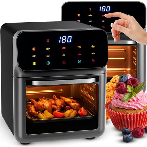 Retoo Heißluftfritteuse mit Backofenfunktion – Airfryer mit Sichtfenster & 10 Programmen – Ölarmes Frittieren, Backen & Grillen für Zuhause & Familie von Retoo