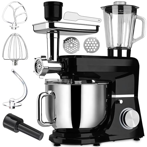 Retoo Küchenmaschine 3 in 1 1500W Large Stainless Steel Bowl 6L Meat Grinder Kneading Machine Multifunctional 6 speed settings 3 Mixing Tools Includes Splash Guard Lid Dough Hook and Whisk Versatile Retoo Küchenmaschine 3 in 1 1500W Large Stainless Steel Bowl 6L Meat Grinder Kneading Machine Multifunctional 6 speed settings 3 Mixing Tools Includes Splash Guard Lid Dough Hook and Whisk Versatile von Retoo