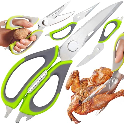 Retoo Küchenschere Edelstahl 23 cm, Scharfe Haushaltsschere mit Flaschenöffner, Mehrzweckschere Universalschere für Fleisch Fisch Walnuss, Robuste Schere für Küche Grau Grün Retoo Küchenschere Edelstahl 23 cm, Scharfe Haushaltsschere mit Flaschenöffner, Mehrzweckschere Universalschere für Fleisch Fisch Walnuss, Robuste Schere für Küche Grau Grün von Retoo
