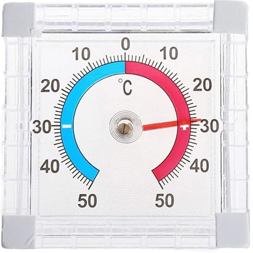 Retoo Kühlschrankthermometer Fensterthermometer Selbstklebend Analog Herstellung Kühlschrank Gefrierschrank Thermometer Temperaturanzeige Transparent Fenster Außenthermometer 7,5 x 7,5 cm, Wetterfest von Retoo