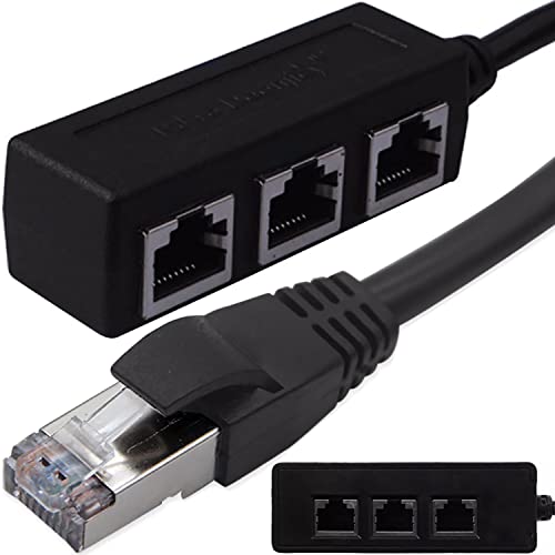 Retoo LAN splitter 1 auf 3, RJ45 Ethernet Splitter, Ethernet-Verlängerungskabelkabel, Transfer-Anschluss-Splitter, Netzwerk Splitter, 1 Stecker auf 3 Buchse, LAN Anschluss Verteiler von Retoo