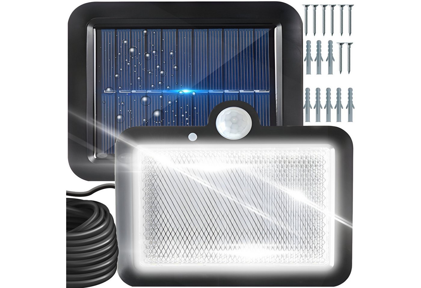 Retoo LED Solarleuchte 108 LED Solarleuchte für Außen Bewegungsmelder Solarlampen Außenlicht, Einfache Installation, Multifunktionalität, Bewegungssensorfunktion von Retoo