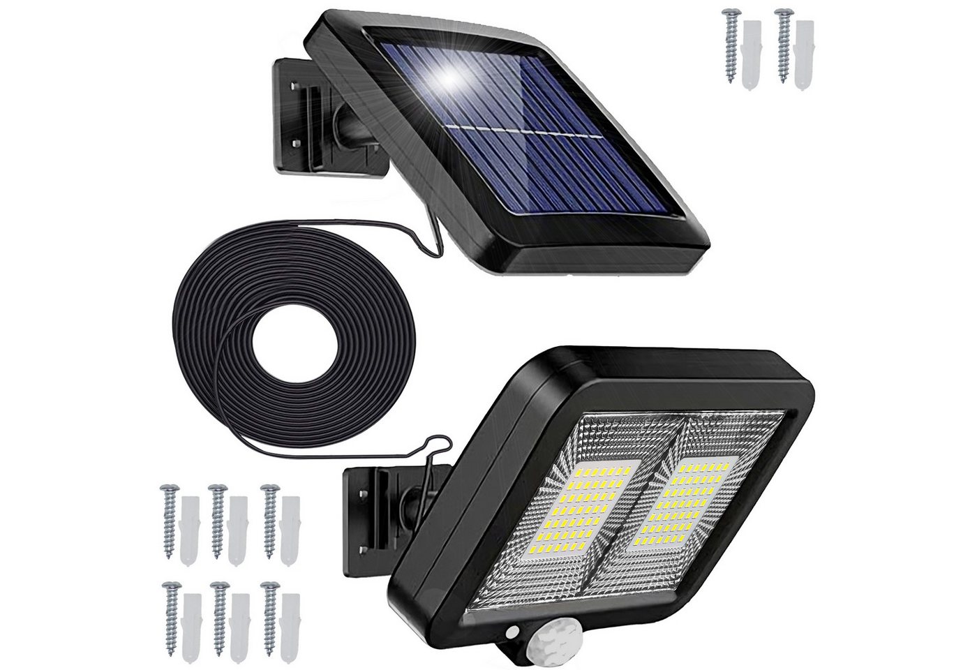 Retoo LED Solarleuchte 98 LED Solarleuchte für Außen Bewegungsmelder Solarlampen Außenlicht, LED fest integriert, 2200 W,Bewegungssensor, Solarenergie, Anzahl der LEDs: 98 von Retoo