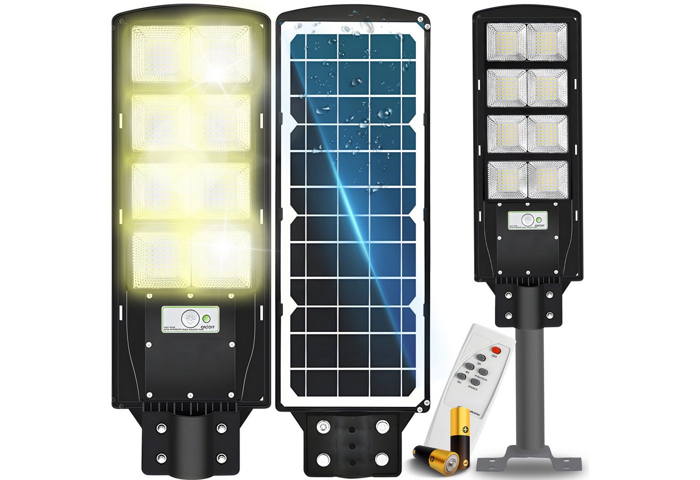 Retoo LED Solarleuchte LED Solar Straßenlampe Straßenlaterne Fernbedienung Solarleuchte, LED SMD EPISTAR, 3 Moden des Leuchtens,IP67, Dämmerungssensoren und Bewegungssensoren von Retoo