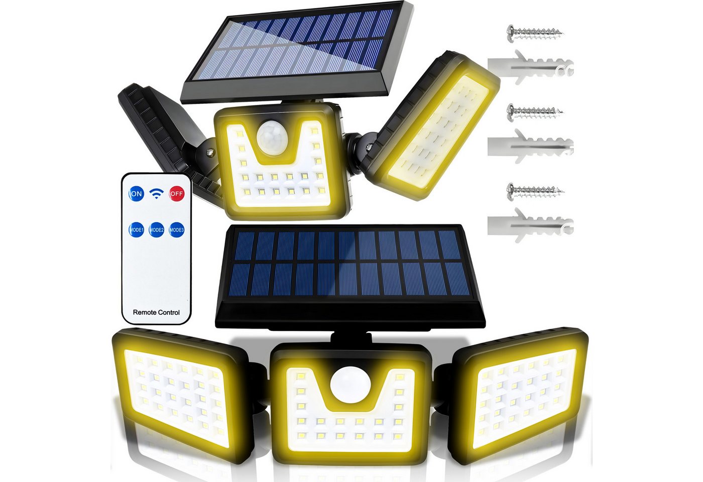 Retoo LED Solarleuchte Solarlampen Dämmerungssensor Bewegungsmelder Garten LED Solarleuchte, Beleuchtungszeit im Herbst/Winter: 6-8 h, Frühjahr/Sommer: 8-10 h von Retoo