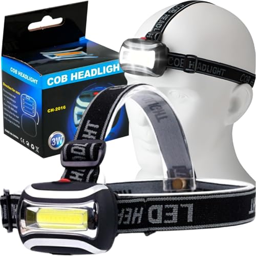 Retoo LED Stirnlampe Kopflampe mit 3 Lichtmodi, Wasserdicht Leichtgewichts, 400 Lumen, Batteriebetrieben, Superhelle Allround-Kopflampe für Laufen, Camping, Wandern, Angeln und Radfahren von Retoo