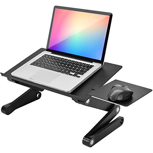 Retoo Laptoptisch fürs Bett, Laptop-Betttisch höhenverstellbar, Verstellbarer Laptop Ständer, Tragbarer Notebook-Ständer mit klappbaren Beinen, Laptop Tisch für Sofa, Notebooktisch, Schwarz von Retoo