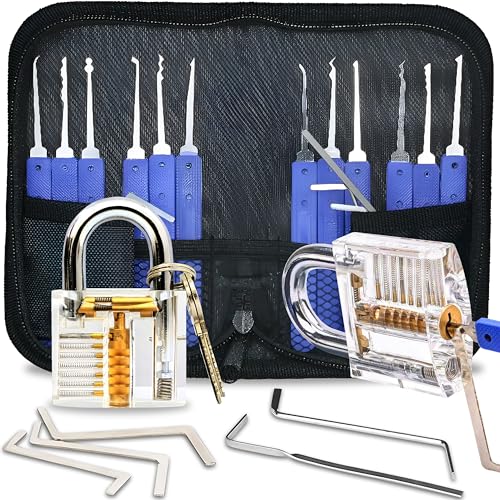 Retoo Lockpicking Set 17 Stück Dietrich Set, 12 Picks und 5 Drehmomentschlüssel, Das perfekte Lock Pick Set für Anfänger und Profis Schlosser, Generalschlüssel Systeme, für Schlosserei, Schwarz von Retoo