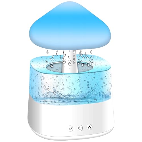Retoo Luftbefeuchter Diffusor für ätherische Öle Nachttischlampe Aromathera-Pie 7 Farben Nachtlicht Regenwolken Duftlampe Lampe für Raum Schlafzimmer Kinderzimmer 450 ml 10W 3 Duftöle von Retoo