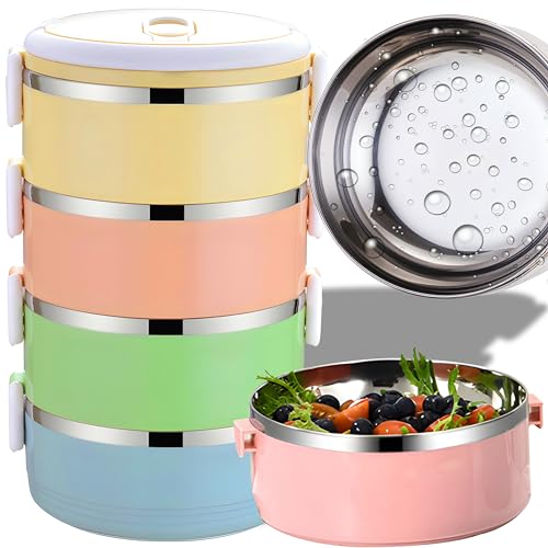 Retoo Lunchbox Stainless Steel Lunch-Boxen Thermal Brotdosen Luch Box Food Thermo SpeisebehäLter Container for Student Office Workers Four Layers 2800 ml von Retoo