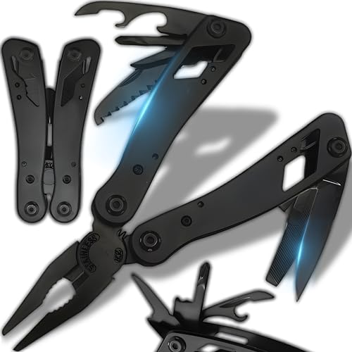 Retoo Multitool Werkzeug, Multifunktionswerkzeuge, Faltbares, Edelstahl, Multifunktionale, Zange, Schere, Messer, Säge, Flaschenöffner, Schraubendreher für Camping, Outdoor, Reparieren von Retoo