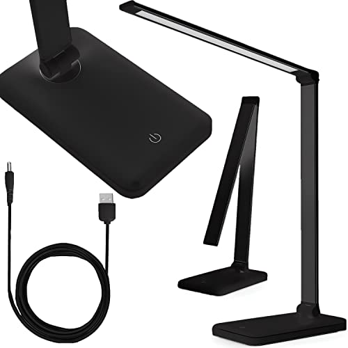 Retoo Schreibtischlampe LED Dimmbar, Alu Dimmbare Tischleuchte 5 Farb und 3 Helligkeitsstufen, Nachttischlampe, Leselampe für Zuhause, Büro, Schlafzimmer, Augenfreundliche Tischlampe Aluminium von Retoo