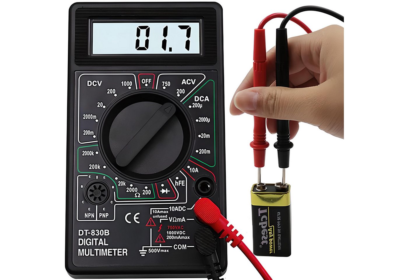 Retoo Spannungsprüfer Digital Multimeter Messgerät AC DC Strommesser Strom Voltmeter, (Digitales Multimeter, Messleitungen, Gebrauchsanweisung, Box), Spannungsmessung von DC und AC, Widerstandsmessung von Retoo