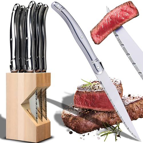 Retoo Steakmesser Set 6-Tlg Küchenmesser Scharf Messerset gerade Klinge Kochmesser Slicer Brotmesser Universalmesser Obstmesser Gemüsemesser Küchen Messer Schälmesser Präzisem Schnitt von Retoo