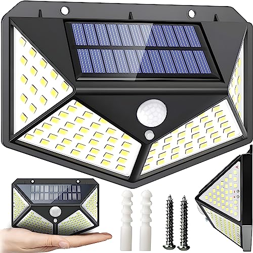 Retoo Solarlampe für Außen mit Bewegungsmelder, 100 LED, IP65, Superhelle Solarleuchte mit 2400 mAh Akku, Solar Aussenleuchte für Garten Garage, Wasserdichte Wandleuchte von Retoo