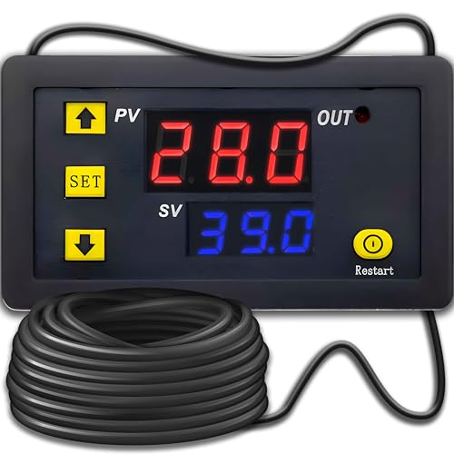 Retoo Digital Temperaturregler Thermostat Temperaturthermostat Programmierbar Temperatursensor Controller LCD Display Thermostatschalter 1m Sonde -50-110 Celsius Alarm Mikrocomputer AC 110V-220V von Retoo