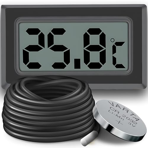 Retoo Thermometer Digital Innen-Außen LCD mit Externem Metallfühler Temperaturfühler Temperaturmessgerät Temperatursensor mit Sonde für Kühlschrank Gefrierschrank Aquarium Schwarz Retoo Thermometer Digital Innen-Außen LCD mit Externem Metallfühler Temperaturfühler Temperaturmessgerät Temperatursensor mit Sonde für Kühlschrank Gefrierschrank Aquarium Schwarz von Retoo