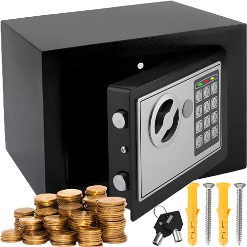 Retoo Tresor für Zuhause, Kleiner Elektronischer Safe, Möbeltresor 17 x 23 x 17 cm, Batteriebetrieben, Panzerschran Zahlenschloss, Elektronikschloss, Elektronischer Safe, Boden Tresor von Retoo