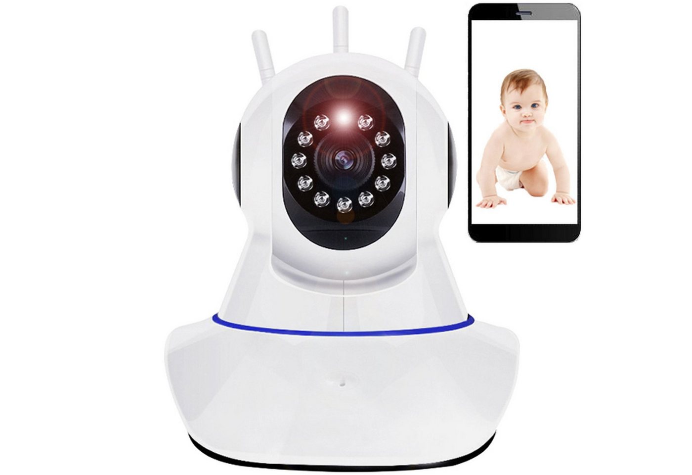 Retoo Überwachungskamera WLAN Funk HD 360 WIFI IP Baby Camera Handy Monitor Überwachungskamera (Innenbereich, Set, Intelligente Kamera 360, Versorgungskabel, Automatische Verfolgung und Sehen von 360 Grad) von Retoo
