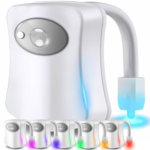 Retoo WC-Nachtlicht LED, Toilette Licht mit PIR-Bewegungssensor Lichtsensor, Wasserdicht LED-Waschraum, Batteriebetrieben, Toilettenlicht, Toilettenbeleuchtung von Retoo