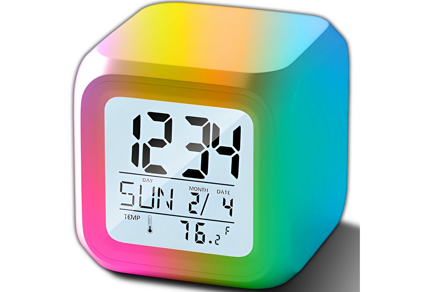 Retoo Wecker LED Wecker Digital Alarmwecker Uhr Kalender Beleuchtet Alarm 7 Farben, LCD-Display, 3 Moden des Leuchtens, Zeit, in zwei Formaten von Retoo