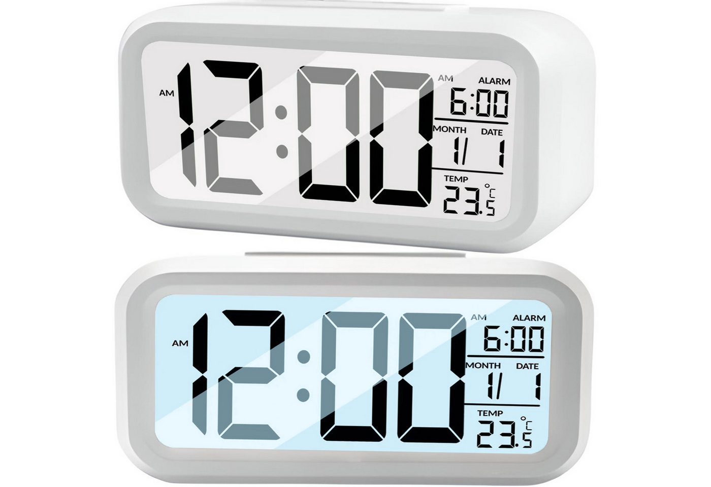 Retoo Wecker Wecker Digital Alarm Clock LED Zeit Temperatur Laut Kalender Schwarz Kleine Dimensionen, Versorgung mit den Batterien, LED-Display, ABS von Retoo