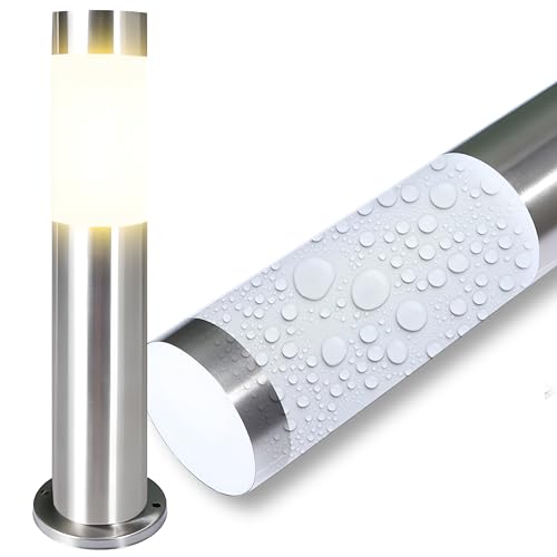 Retoo Wegelampe LED Außen 1 Flammige Außenleuchte Gartenlampe Fassung E27 IP44 Wegeleuchte Edelstahl Kunststoff Maximale Spannung 230V Farbe Silber Weiß von Retoo
