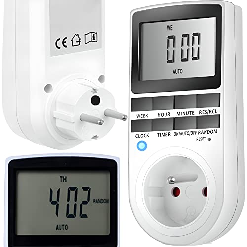 Retoo Zeitschaltuhr Digitale Elektrische Zeitschaltuhr Steckdose für Innen LCD-Display Wochenzeitschaltuhr 10 Konfigurierbaren Programmen 12/24h Modus Weiß von Retoo