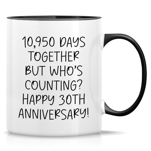 Retreez Lustige Hochzeitstag Tasse - 10950 Days Together Tasse - 325 ml Keramik Kaffeetasse - Lustiges Geschenk zum 30. Jahrestag für Ehemann, Ehefrau, Ehepartner, Partner - Weiße Tasse mit schwarzem von Retreez